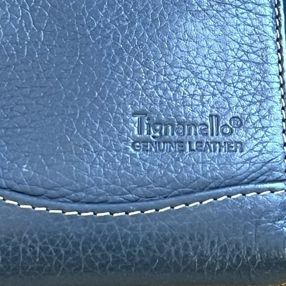TIGNANELLO Womens Blue Leather Zip Around Wallet Clutch Card Slots Key Ring - Picture 3 of 13